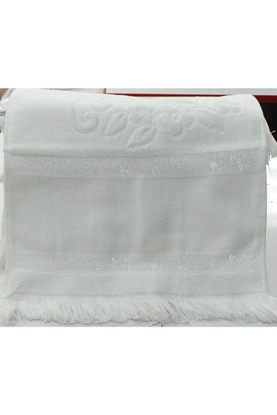 Nurpak Πετσέτα κουζίνας Etamine Πανί Velvet Ζωγραφική Λευκό με κρόσσια 30x50