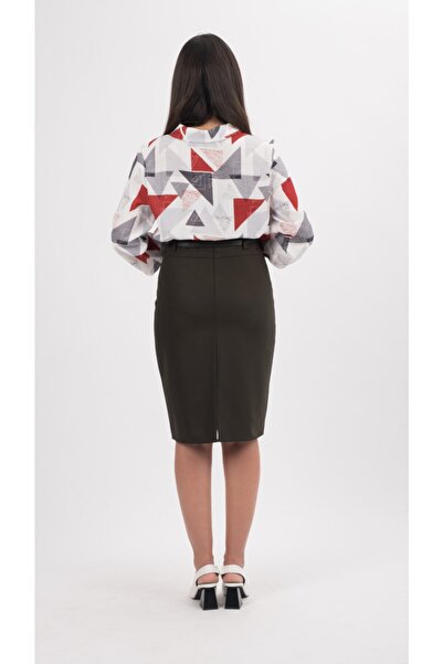 SORALLİNE Γυναικεία Φούστα Μολύβι 60 εκ. Μήκος 740 Χακί