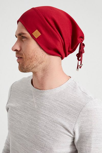 Butikgiz Men's Young Red Cherry Rope Detailed Hat Beret - Sports, Comfortable, 100% Cotton Camisole Domestic Production
