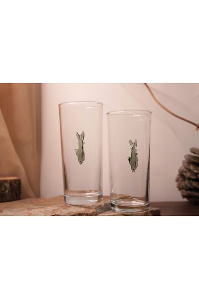 ADAMODART Gray Fish Figured Rack Glass Set of 6