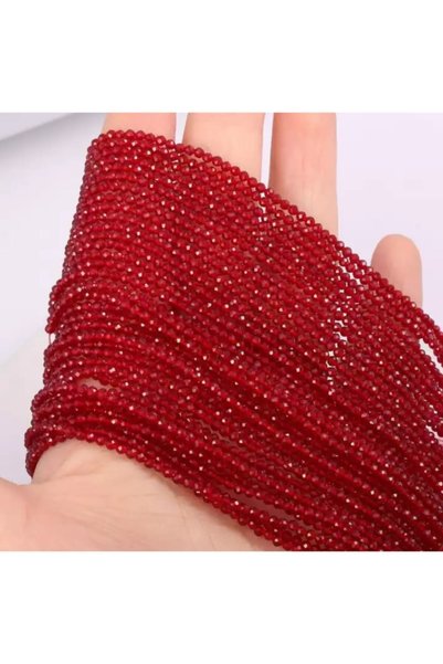 platin hediyelik 5 Adet 4 Mm Şeffaf Kırmızı Kristal Dizi Boncuk
