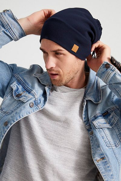 Butikgiz Men's Young Elite Navy Blue Rope Detailed Hat Beret - Sports, Comfortable, 100% Cotton Camisole, Domestic Production