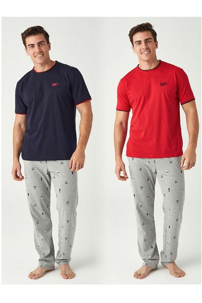 Mod Collection Ανδρικό σετ πιτζάμες Navy Blue με κοντό μανίκι