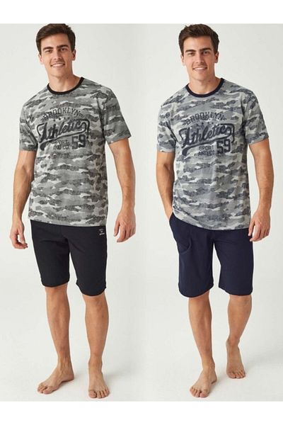 Mod Collection Set de pijama pantaloni scurți imprimați pentru bărbați