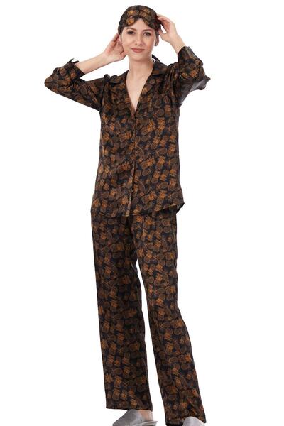 Nomads Felt İpek Gömlek-Pantolon-Pijama Takımı | Ananas Desen | Nomads Felt