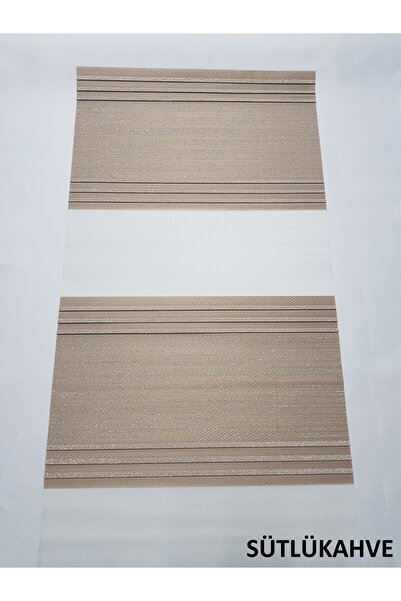 elis perde Katlamalı Zebra Stor Perde Simli Pliseli (sütlükahve)