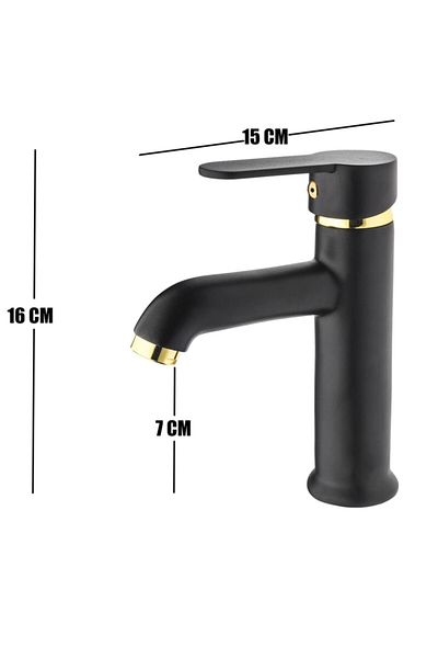 HMS Pisa Open Close Sink Faucet Black Gold