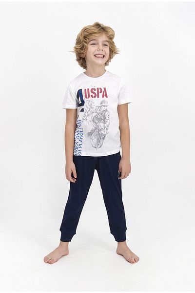 U.S. Polo Assn. Σετ Πιτζάμες για αγόρι με κοντομάνικο λευκό χρώμα