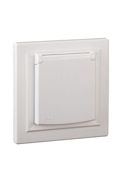 Schneider Electric Asfora Covered IP44 UPS Socket White, Screwed