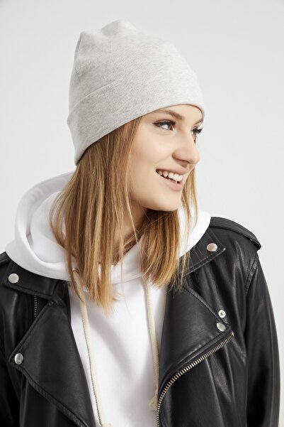 Butikgiz Kadın Melanj Açık Gri Bere