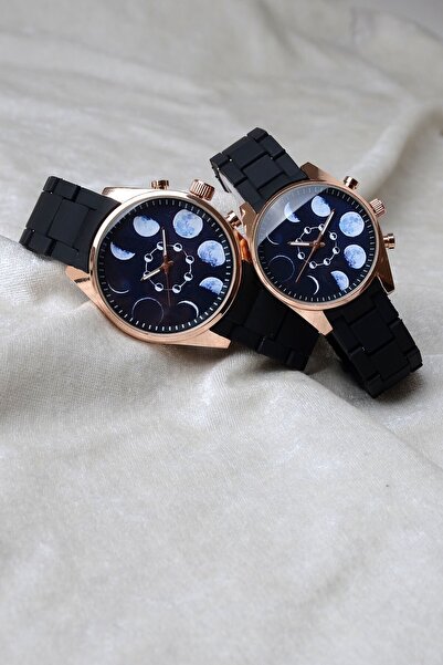 Bika Time ساعة يد للزوجين منقوشة على شكل قمر كامل