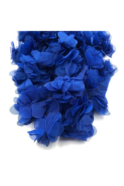 Yumuşakkeçe Laser Cut Organza Fabric Rose Decoration Material 9 Meters 120 Pieces Fabric Rose Navy Blue
