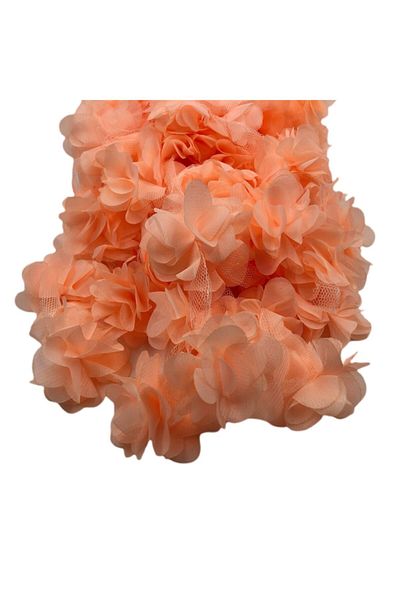 Yumuşakkeçe Laser Cut Organza Fabric Rose Decoration Material 9 Meters 120 Pieces Fabric Rose Salmon