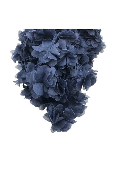 Yumuşakkeçe Laser Cut Organza Fabric Rose Decoration Material 9 Meters 120 Pieces Fabric Rose Dark Navy Blue