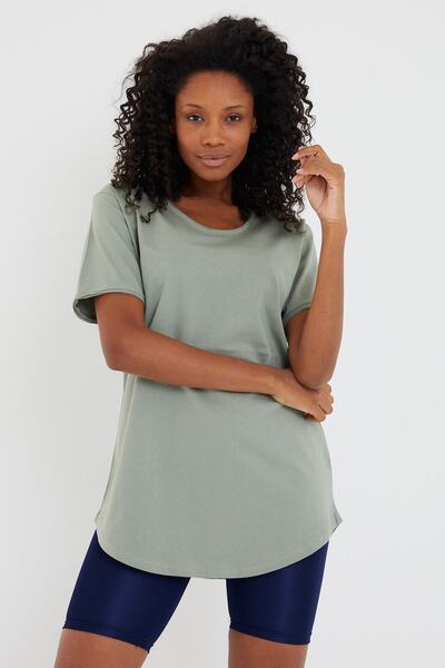 Tarz Cool Women's Light Khaki Oval Skirt Wide Collar 100% Cotton Short Sleeve...