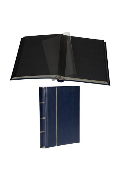 Leuchtturm Acid Free Luxury Photo Album, Plain and Black Background (LSP4/32-1/350), Navy Blue Cover
