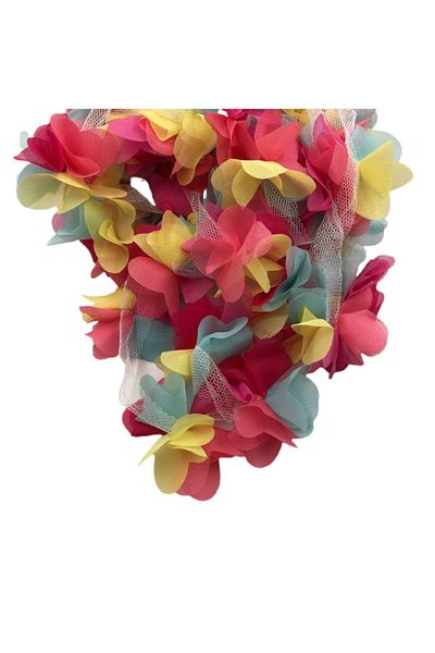 Yumuşakkeçe Laser Cut Organza Fabric Rose Decoration Material 9 Meters 120 Pieces Fabric Rose Color