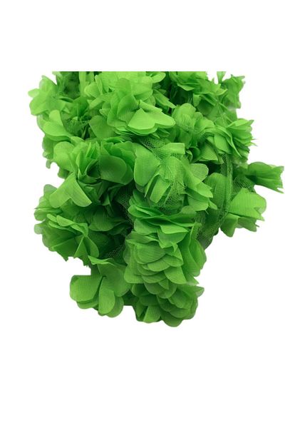 Yumuşakkeçe Laser Cut Organza Fabric Rose Decoration Material 9 Meters 120 Pieces Fabric Rose Light Green