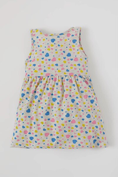 DeFacto Heart Patterned Cotton Baby Girl Dress - T6861A221Sp