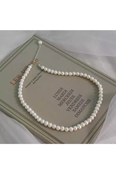 platin hediyelik Kadın Doğal Orjinal Tatlı Su Incisi Kolye