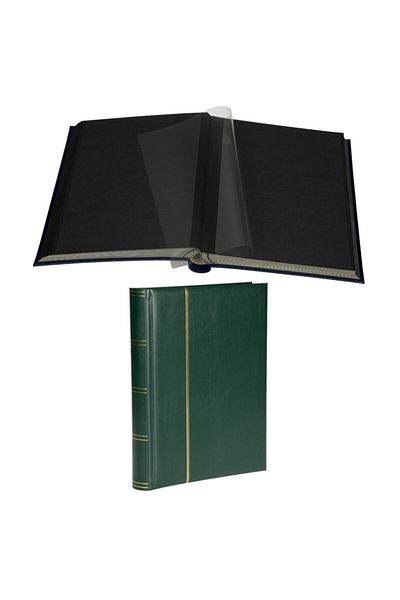 Leuchtturm Acid Free Luxury Photo Album, Plain and Black Background (LSP4/32-1/350), Dark Green Cover