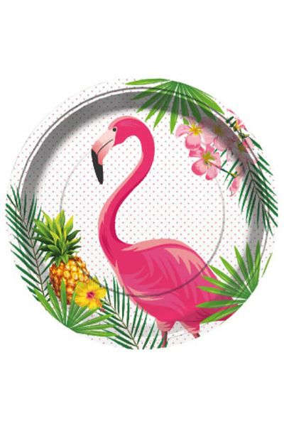 NEWOTO Flamingo Patterned Plate 23 cm Pk:8