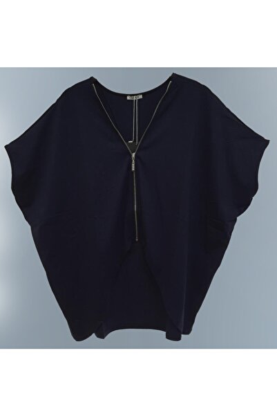 OREYA سترة نسائية بسحاب موسمية باللون الأزرق الداكن