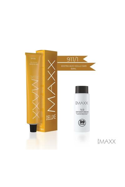 MAXX DELUXE 911.1 Ekstra Açıcı Küllü Sarı Krem Tüp Boya -30 V Oksidan 60 Ml