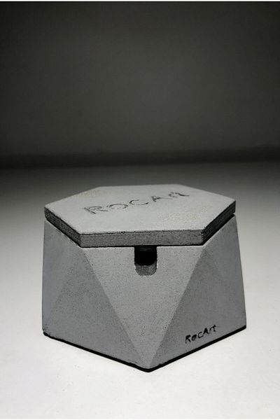 RocArt Home Γκρι εξαγωνικό τραπέζι από σκυρόδεμα
