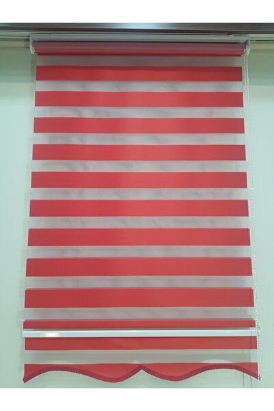 elis perde Polyester Düz Zebra Stor Perde (kırmızı)
