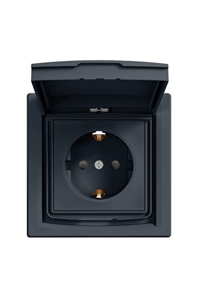 Schneider Electric Asfora Plus Kapaklı Topraklı Priz Ip44 Antrasit, Vidalı, Ç...