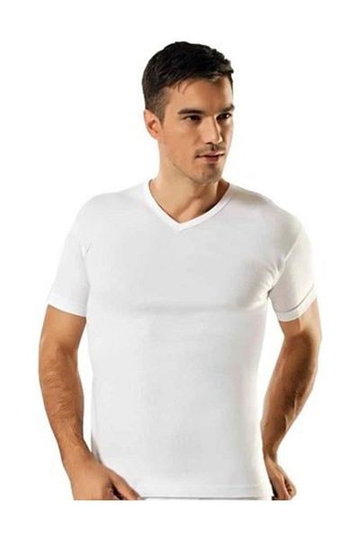 bejamonti White V-Neck Undershirt Set of 6 Men