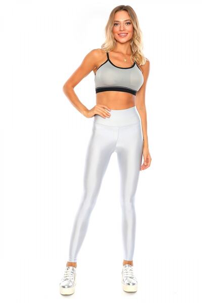 MojerHermosa Kadın Gümüş Ekstra Yüksek Bel Toparlayıcı Parlak Disko Tayt