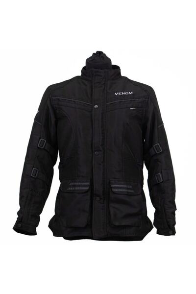 VENOM Erkek Siyah Touring Pro Kışlık Motosiklet Montu