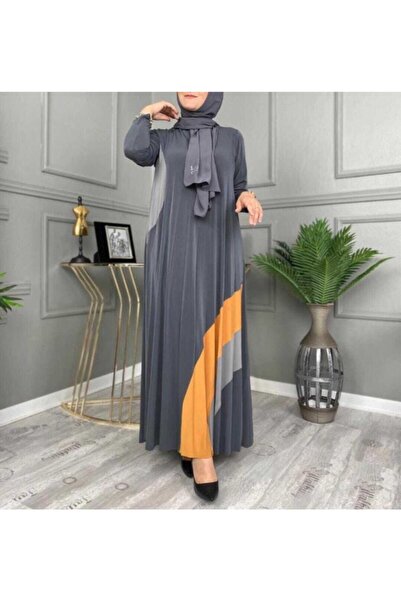 MODAMÜNASİP Sandy Lazer Baskılı Piliseli Elbise