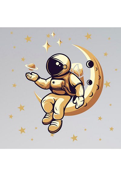 Sepet Yıldızı Autocolant decorativ de perete astronaut și stele