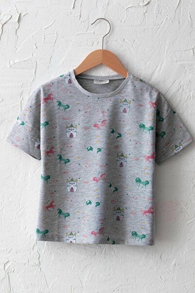 LC Waikiki Kız Çocuk Gri Baskılı Lrw T-Shirt