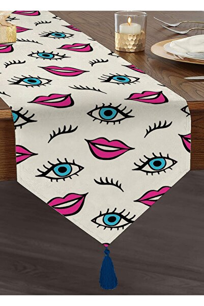 Realhomes Alergăr triunghiular decorativ cu ciucuri, imprimat digital, specia...