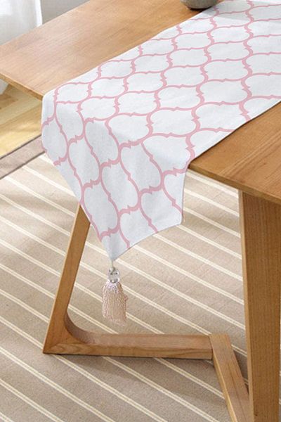 Realhomes Colorat Roz Colorat Ogea Model Imprimat Digital Design Modern Tufted Chenille Triunghi Runner