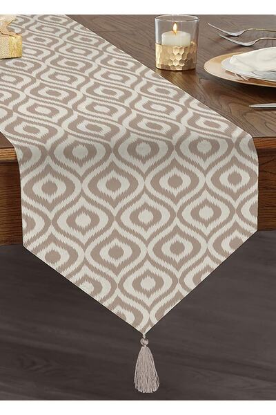 Realhomes Renkli Özel Tasarım Vizon Ikat Desenli Dijital Baskılı Püsküllü Şön...