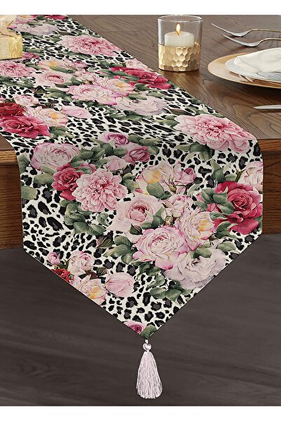 Realhomes Leopar Temalı Kavaniçe Desenli Dijital Baskılı Özel Tasarım Püsküll...