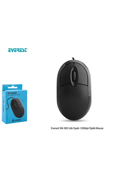 Everest Sm-385 Usb Siyah Mouse - 1200dpi Kablolu Pc Notebook Mouse
