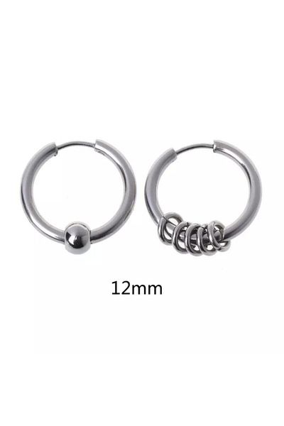 Jaida Moda Unisex Surgical Steel Silver Hoop Earrings 2 Pieces