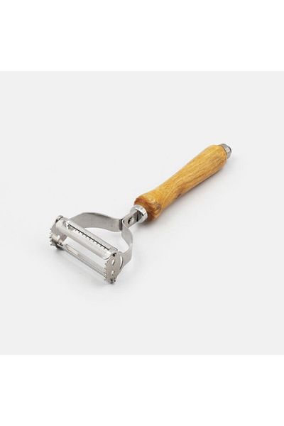 ASYA BAZAAR Multi Peeler Wooden Handle Steel Double Sided Peeler
