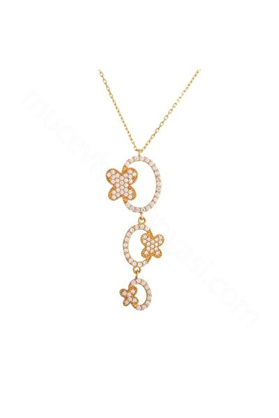 Mücevher Dünyası 22 Ayar Taşlı Kelebek Altın Kolye
