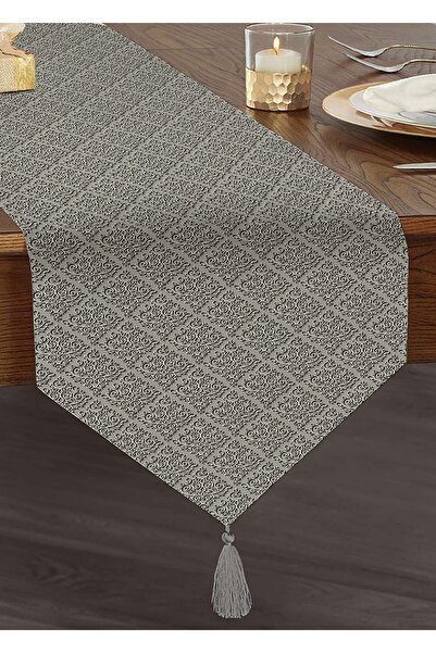 Realhomes Özel Tasarım Dijital Baskılı Dekoratif Püsküllü Şönil Üçgen Runner