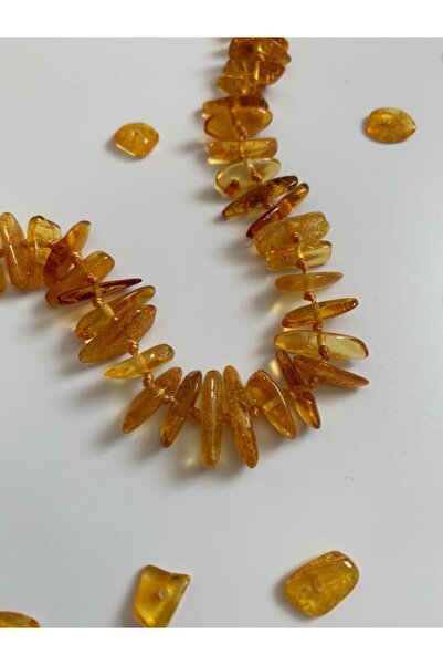 Tesbihci Efendi Drop Amber 50 Cm Adult Lemon Color Necklace