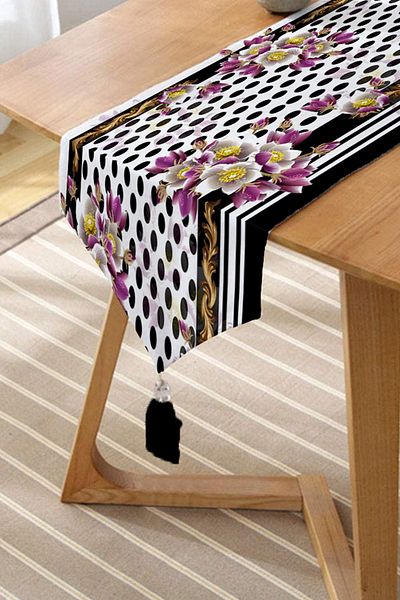 Realhomes Summer Special Series Digital Printed Modern Tasseled Chenille Triangle Runner