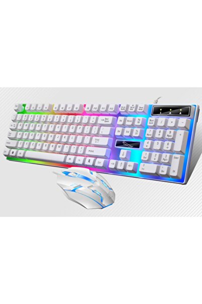 Genel Markalar Ally G21b Usb Led Işıklı Oyuncu Klavye Ve Mouse Set Beyaz