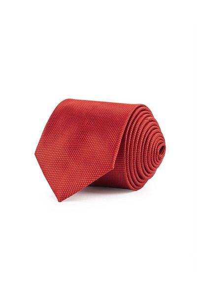 Yage Red Classic Tie with Patterned Handkerchief 7 cm